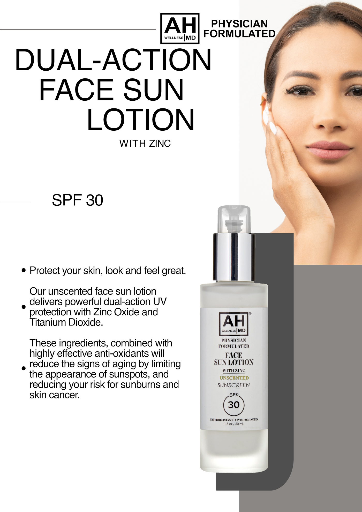 Sun Lotion Face Unscented w/Zinc SPF 30